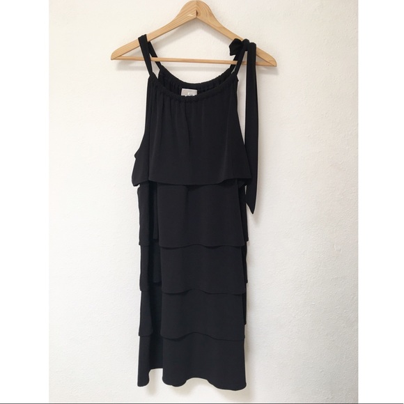 Michael Kors Dresses & Skirts - Michael Kors Black Ruffle Tie Shoulder Dress